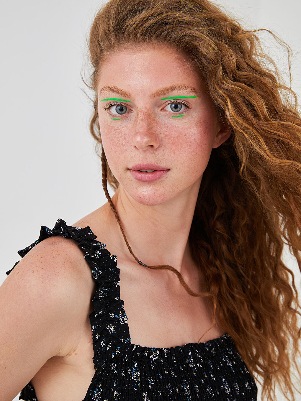 Square Neck Strapped Ruffle Detailed Viscose Women Jumpsuit-5