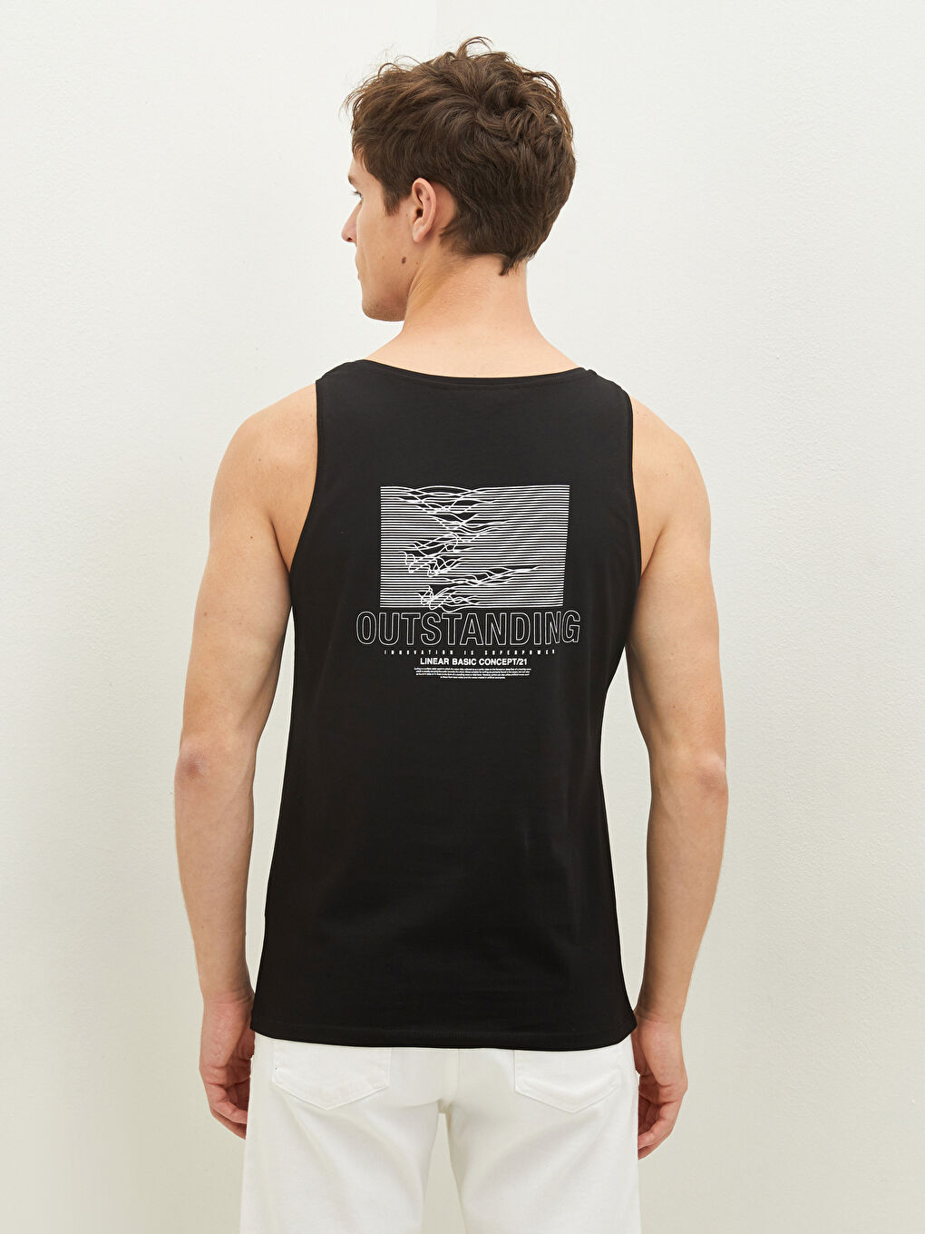Crew Neck Printed Cotton Men's Sleeveless T-Shirt-3