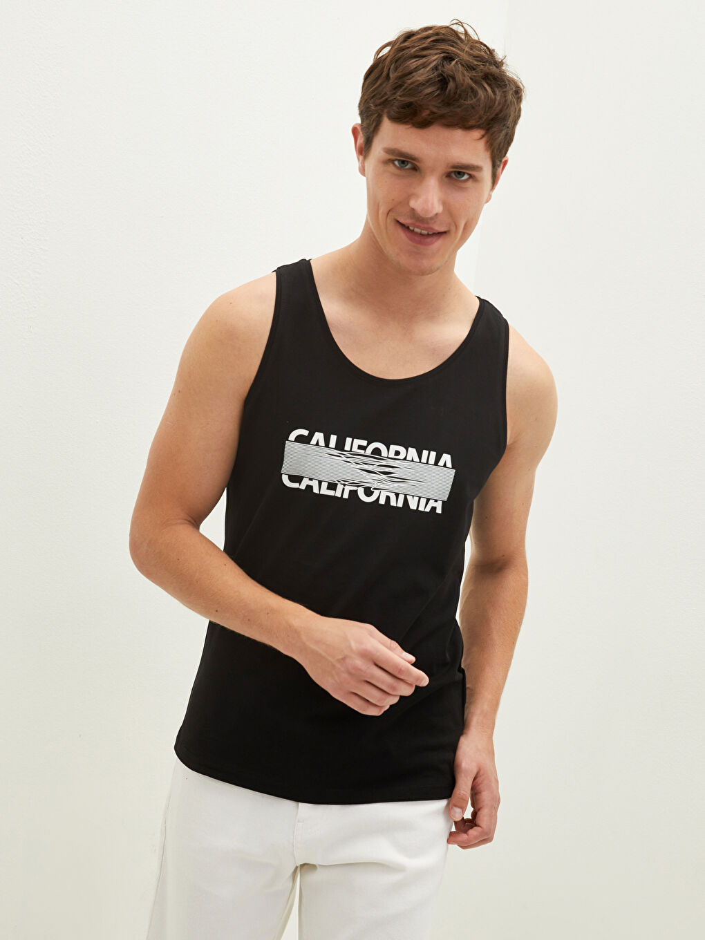 Crew Neck Printed Cotton Men's Sleeveless T-Shirt