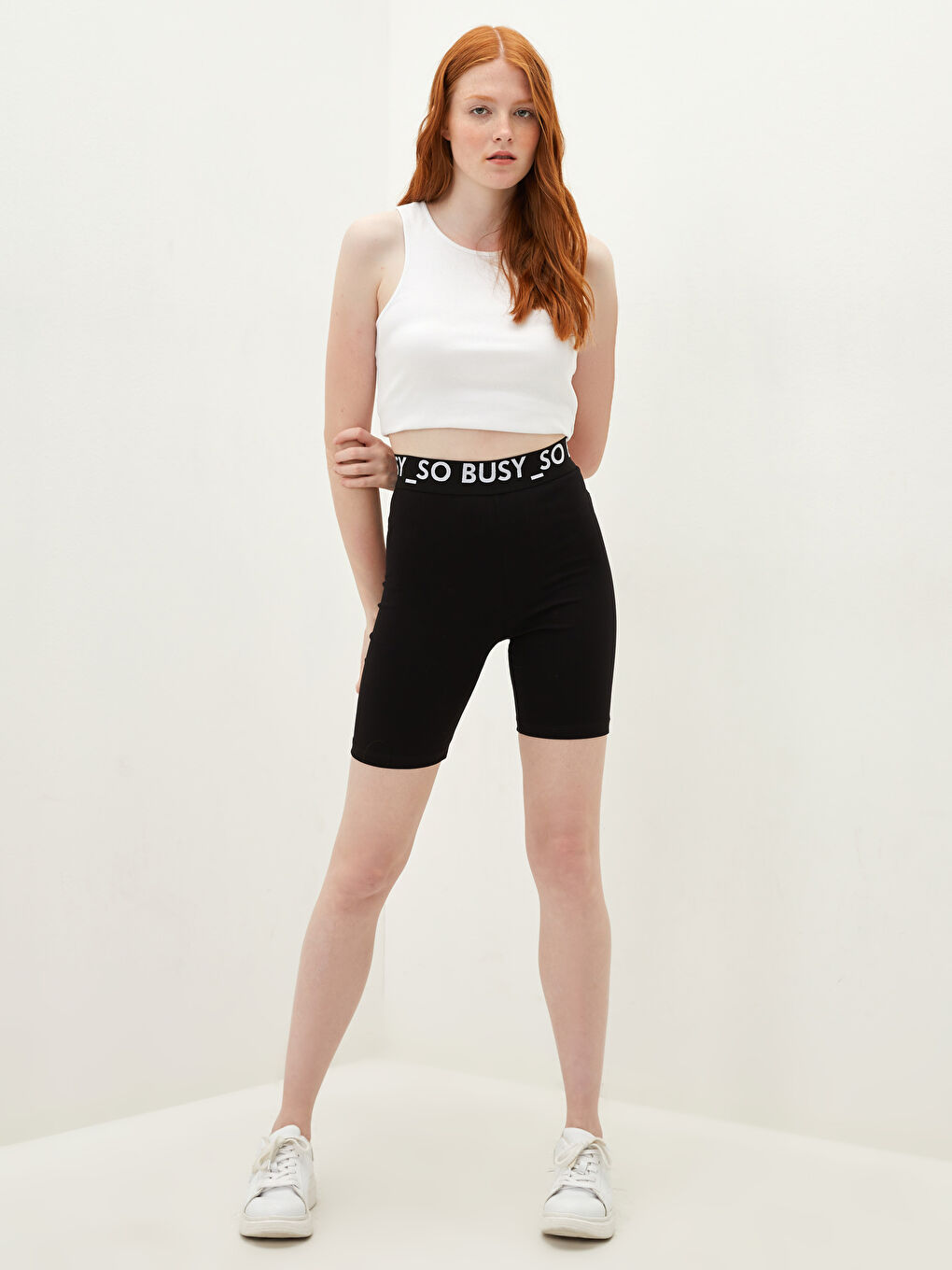 LCW Vision Waist Slogan Printed Women's Biker Leggings -S1I820Z8-CVL