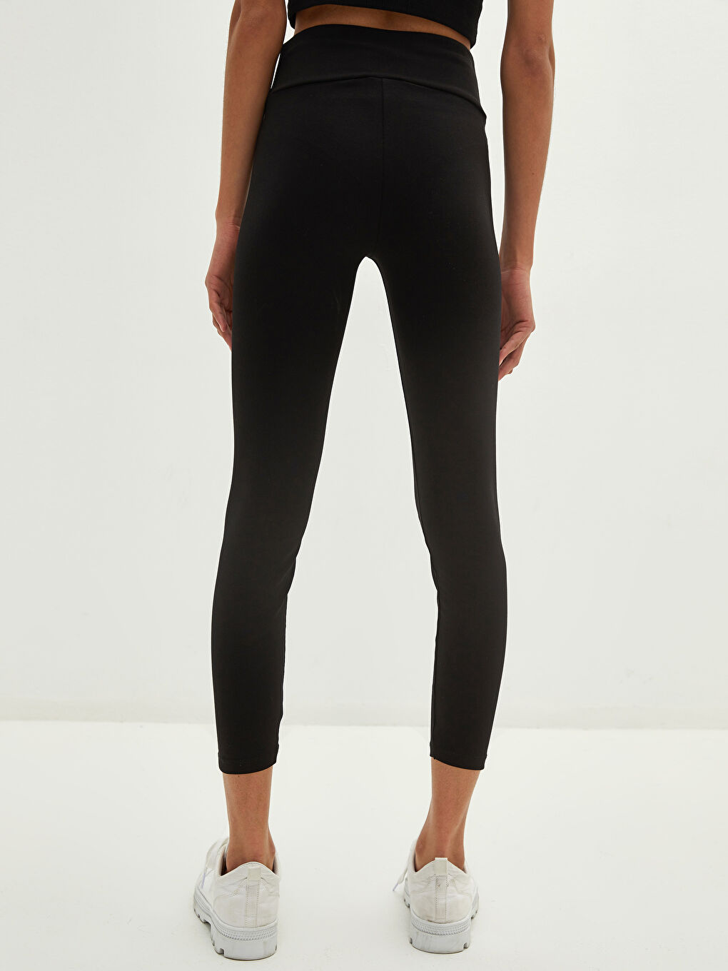 Siyah Beli Lastikli Slogan Baskılı Kadın Tayt-4