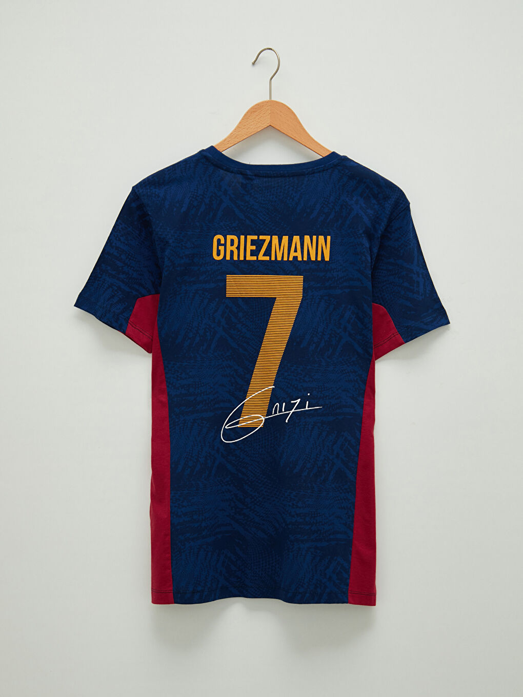 Tricou sport pentru fani Barcelona, guler rotund, mânecă scurtă, imprimat, din bumbac pieptănat, pentru bărbați-6