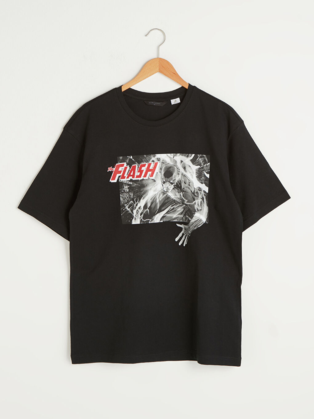 Siyah Bisiklet Yaka Kısa Kollu Baskılı Penye Erkek Tişört-5