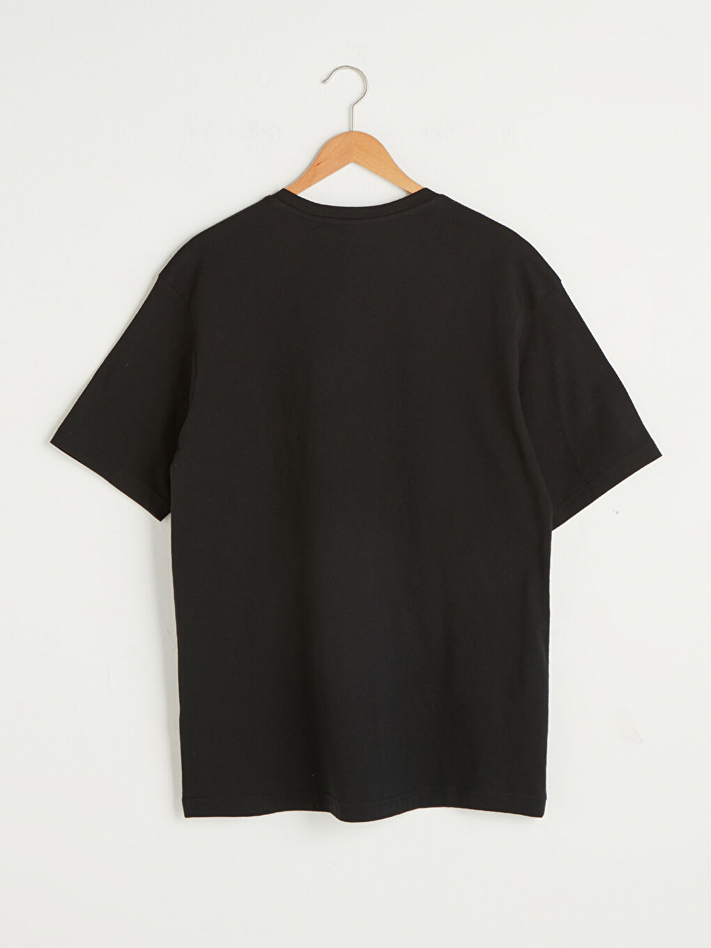 Siyah Bisiklet Yaka Kısa Kollu Baskılı Penye Erkek Tişört-6