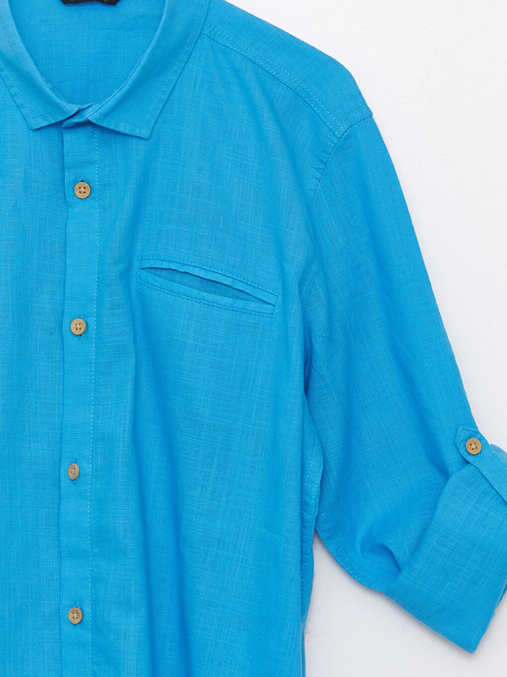 قميص ولد بوبلين كم طويل بسيط-2