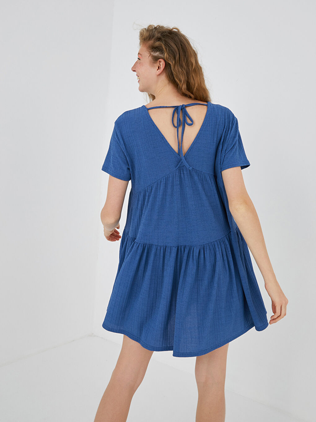 V-Neck Straight Short Sleeve Oversize Camisole Women's Dress-5