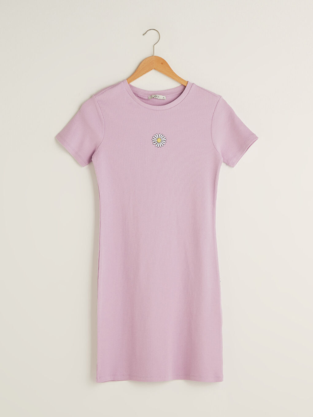 Robe Femme En Jersey Brodée à Fleurs et à Manches Courtes à Col Rond-7