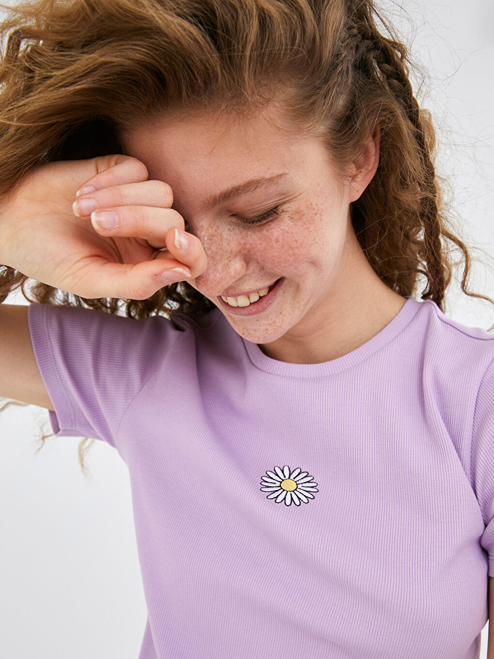 Robe Femme En Jersey Brodée à Fleurs et à Manches Courtes à Col Rond-2