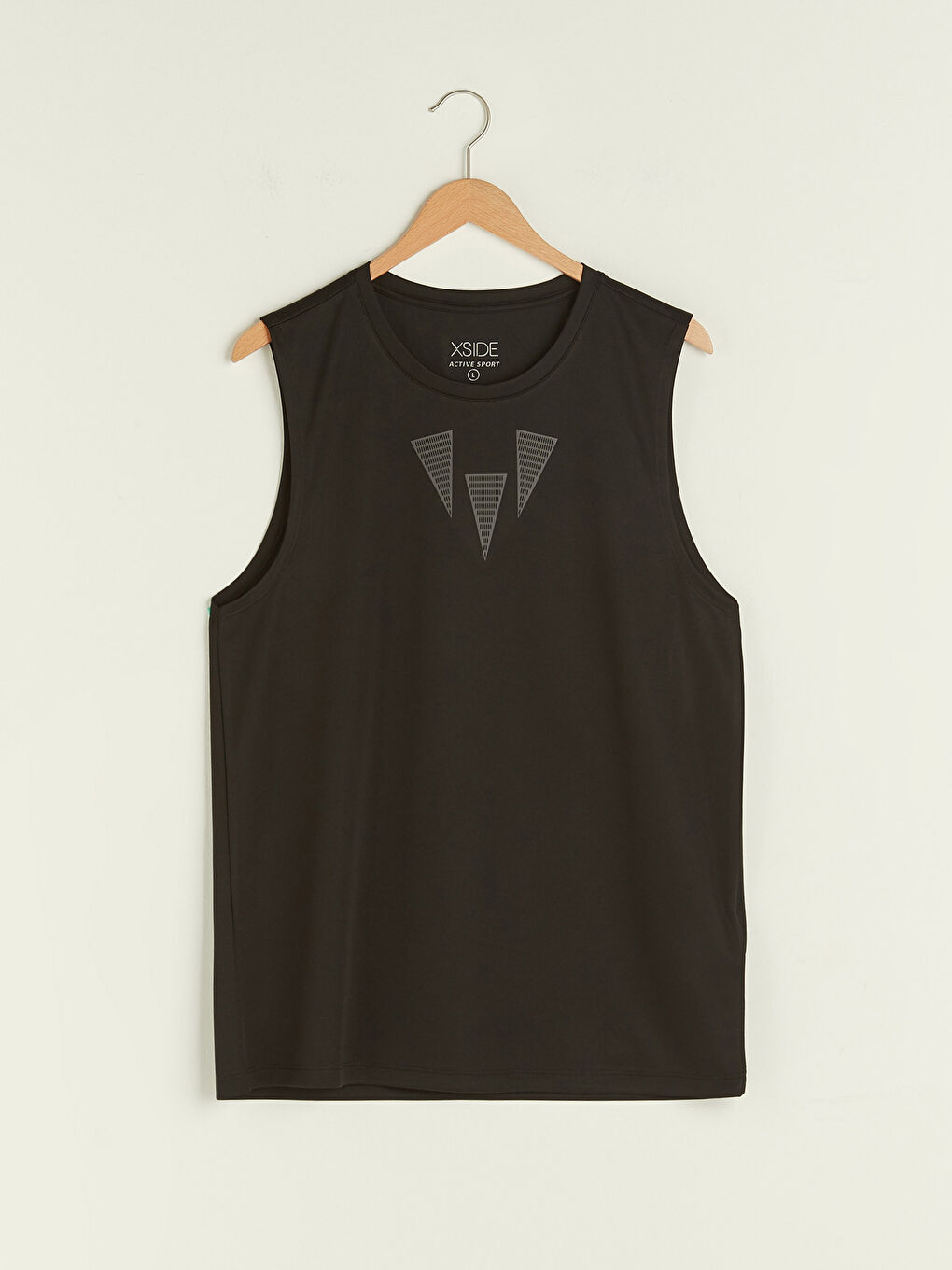 Siyah Standart Kalıp Bisiklet Yaka Baskılı Erkek Kolsuz Tişört-6