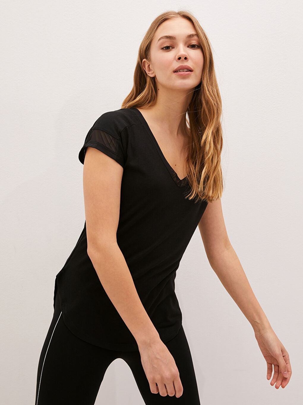 Xside Active V-Ausschnitt Regulär Kurzarm Damen Sport-T-Shirt -S1IA12Z8-CVL