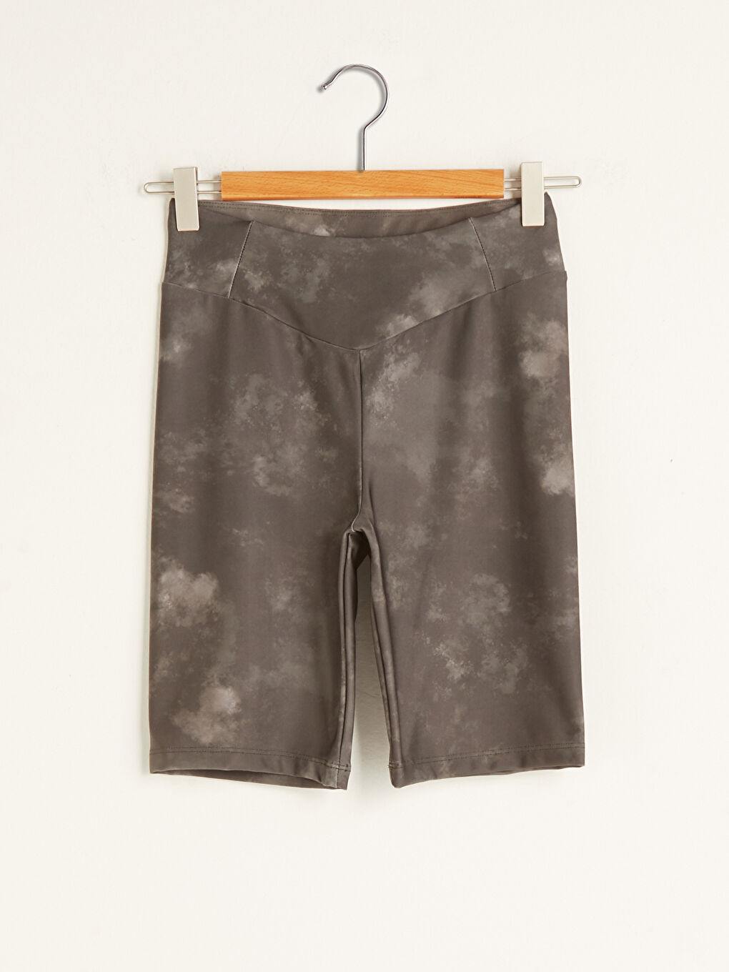 Antrasit Beli Lastikli Desenli Kadın Spor Biker Tayt-6