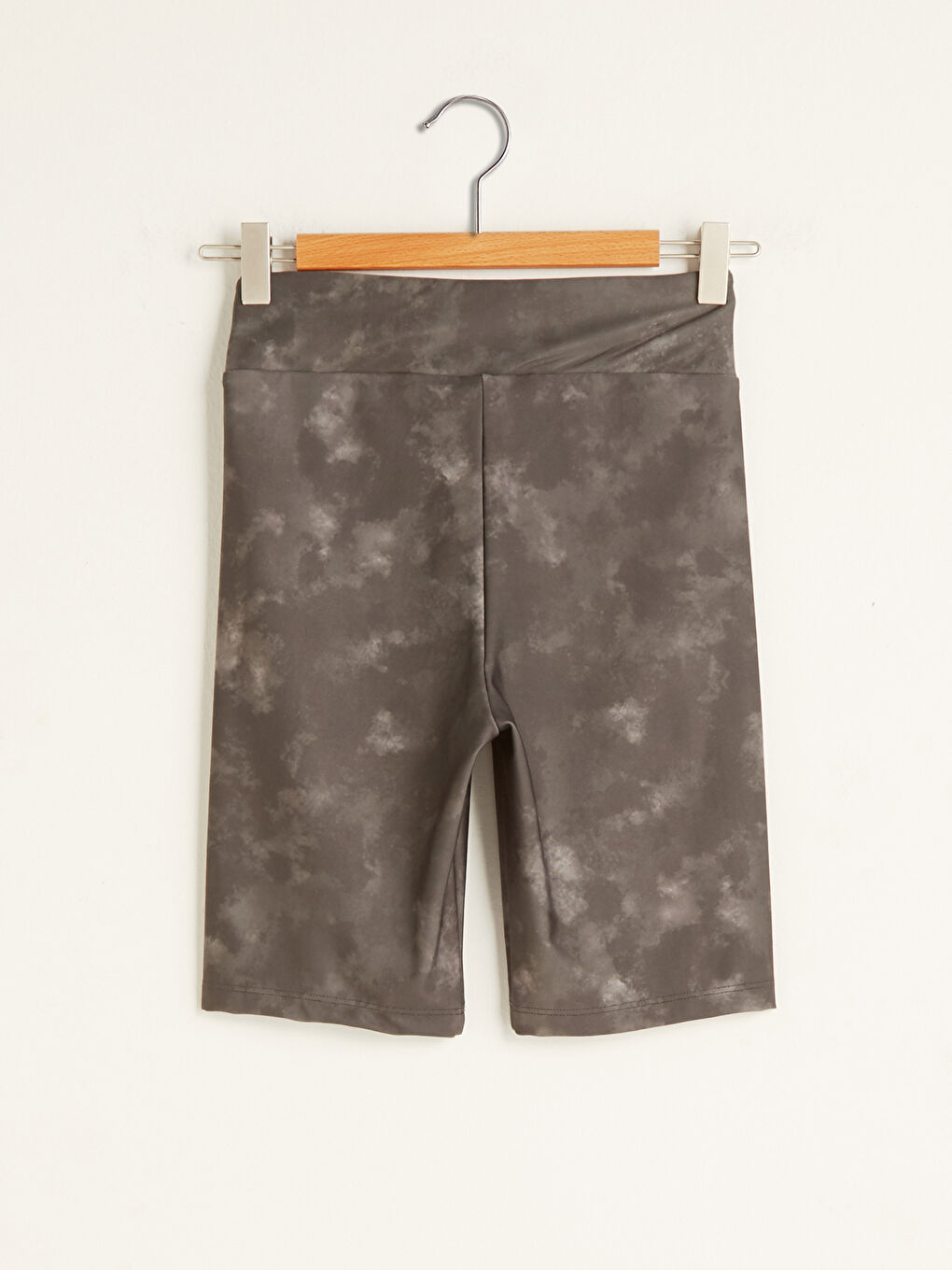 Antrasit Beli Lastikli Desenli Kadın Spor Biker Tayt-8