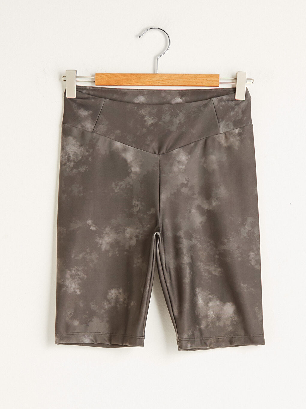 Antrasit Beli Lastikli Desenli Kadın Spor Biker Tayt-5