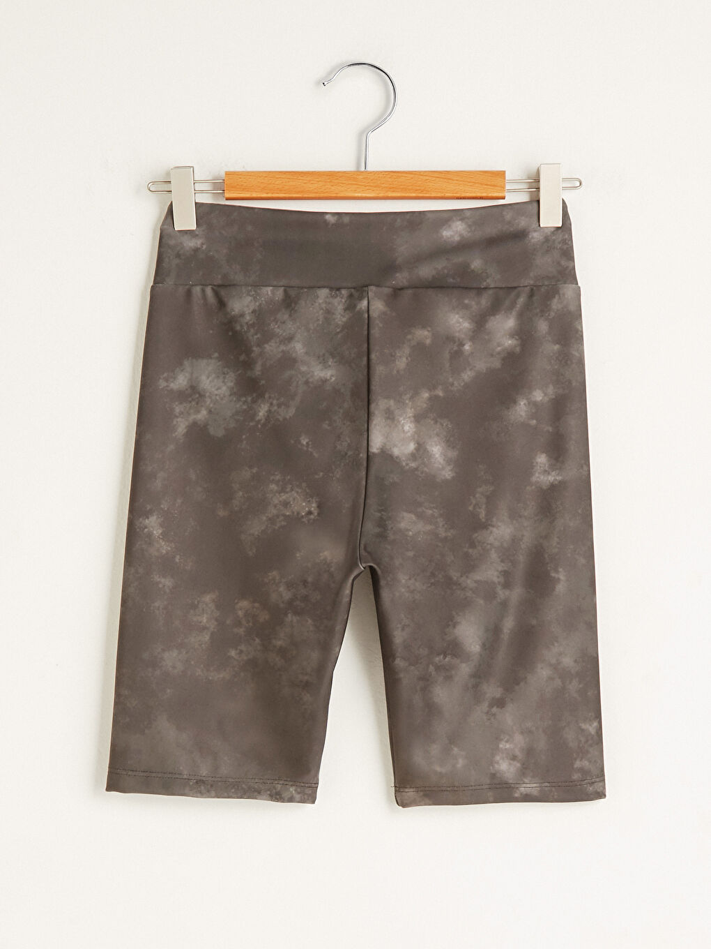 Antrasit Beli Lastikli Desenli Kadın Spor Biker Tayt-7