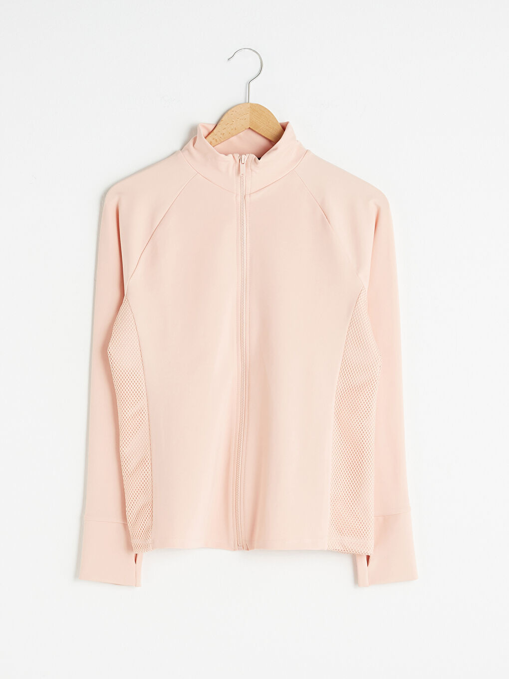 Кардиган для спорту з довгим рукавом, коміром-воронкою та сітчастими деталями для жінок-11