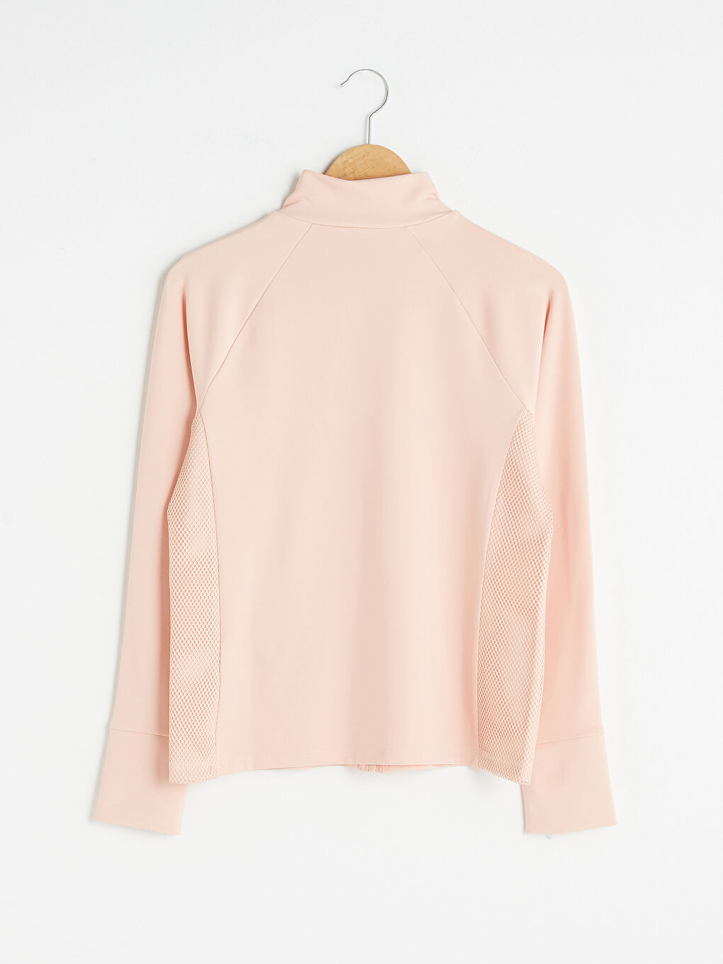 Кардиган для спорту з довгим рукавом, коміром-воронкою та сітчастими деталями для жінок-12