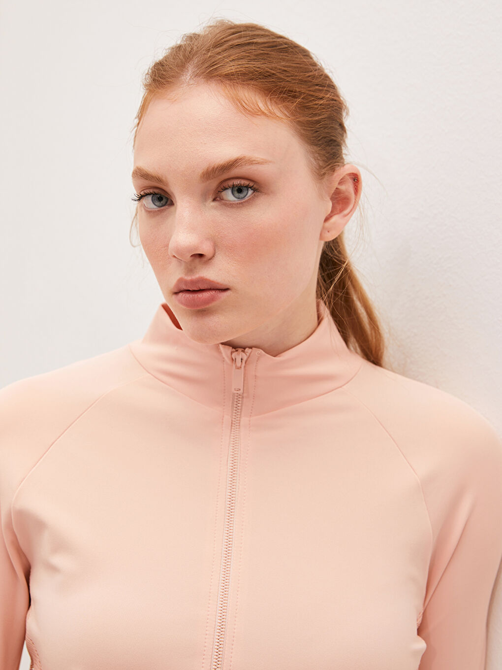 Кардиган для спорту з довгим рукавом, коміром-воронкою та сітчастими деталями для жінок-2