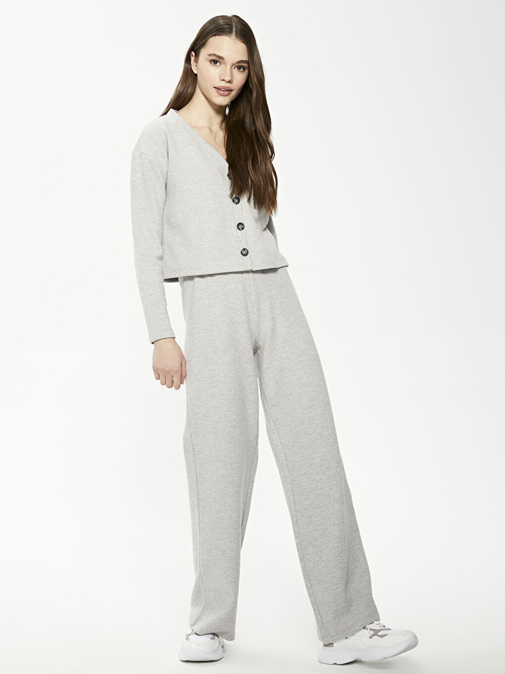 LCW Vision Women's Ribbed Cardigan With V Neck Button Detail Long Sleeve -S1IB24Z8-LAL