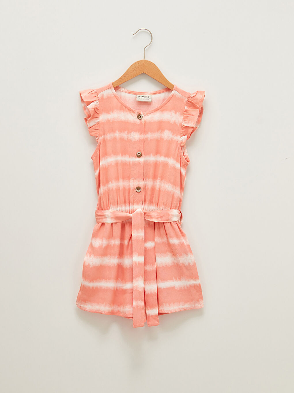 Crew Neck Striped Sleeve Ruffle Detailed Viscose Girl Jumpsuit -S1IB42Z4-LJX