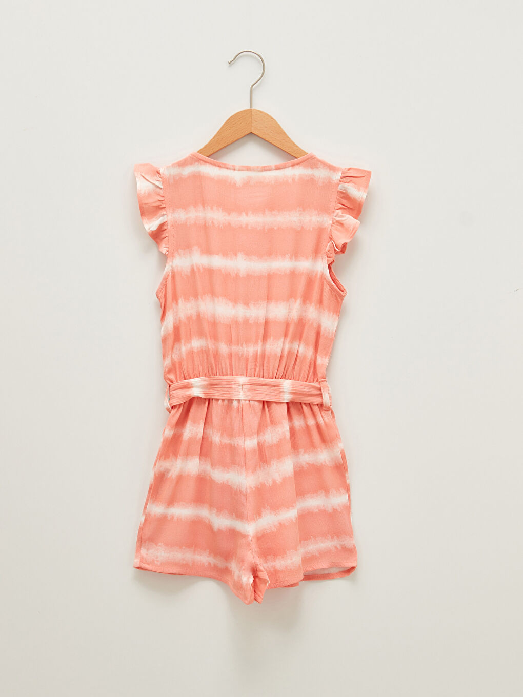 Crew Neck Striped Sleeve Ruffle Detailed Viscose Girl Jumpsuit -S1IB42Z4-LJX