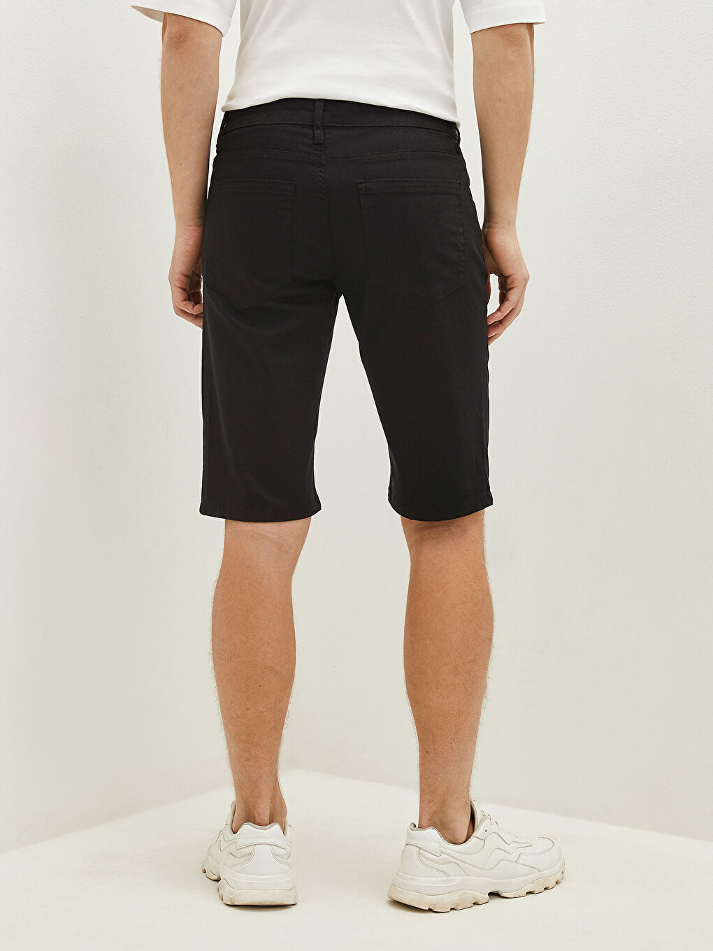 Siyah Slim Fit Bermuda Erkek Şort-4