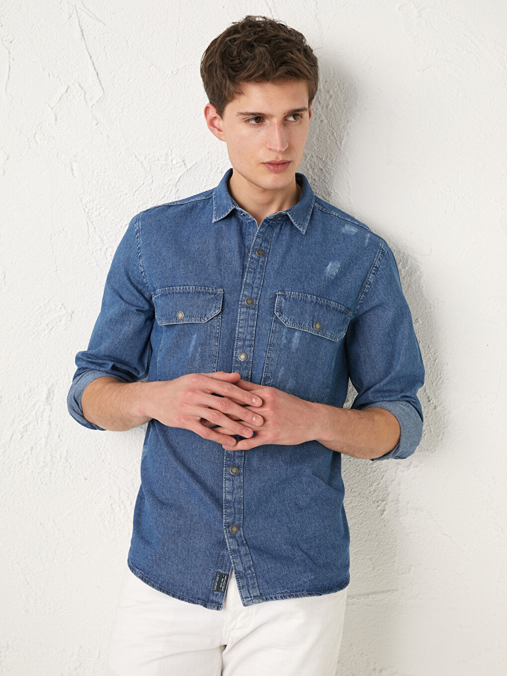 Relaxed Fit Long Sleeve Men's Denim Shirt