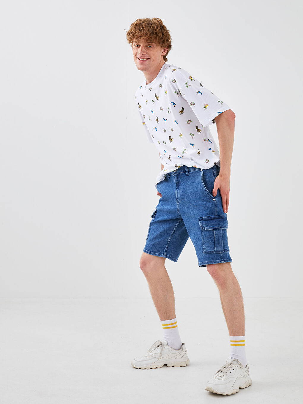 Mavi Standart Kalıp Erkek Jean Şort-1