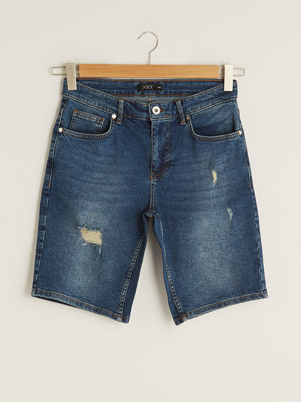 Mavi Standart Kalıp Erkek Jean Şort-5