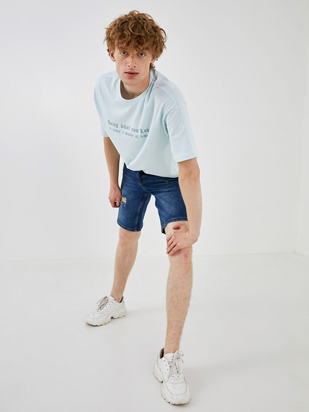 Mavi Standart Kalıp Erkek Jean Şort-2