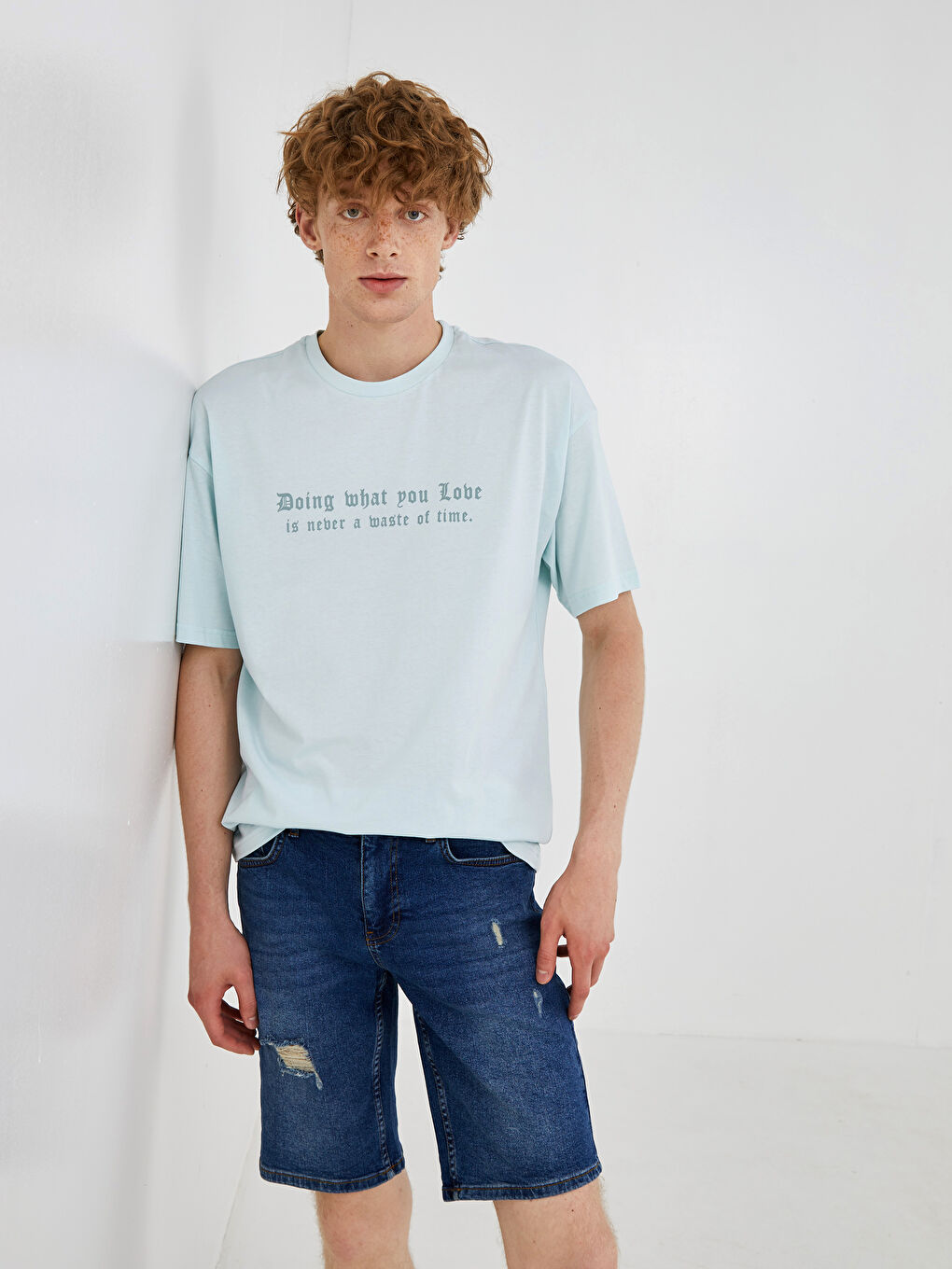 Mavi Standart Kalıp Erkek Jean Şort-3