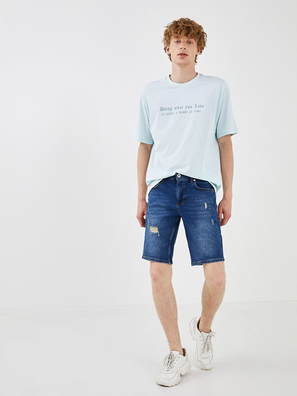 Mavi Standart Kalıp Erkek Jean Şort-1