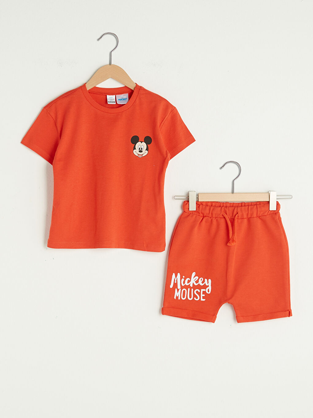 Crew Neck Short Sleeve Mickey Mouse Printed Cotton Baby Boy T-Shirt and Shorts 4-Piece Set-3