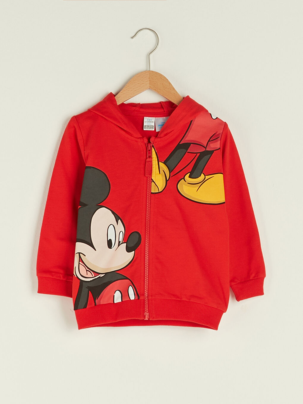 Kapuzensweatshirt mit Langarm Mickey Mouse Bedruckt Baumwolle Baby Jungen Reißverschluss-Sweatshirt
