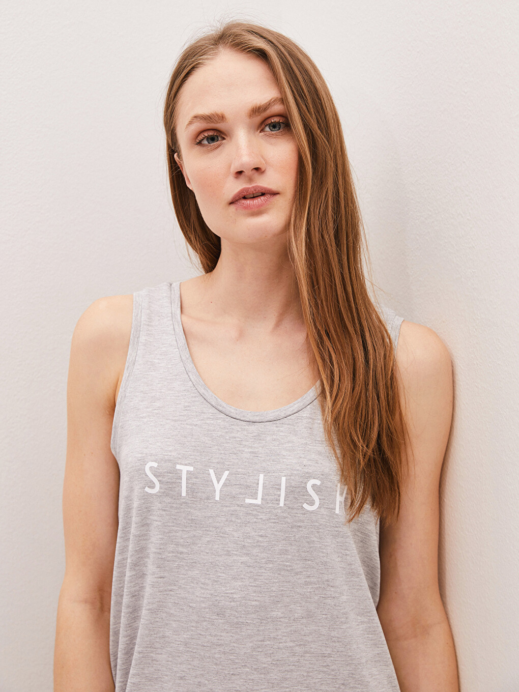 U Neck Strap Letter Printed Women Dress-3