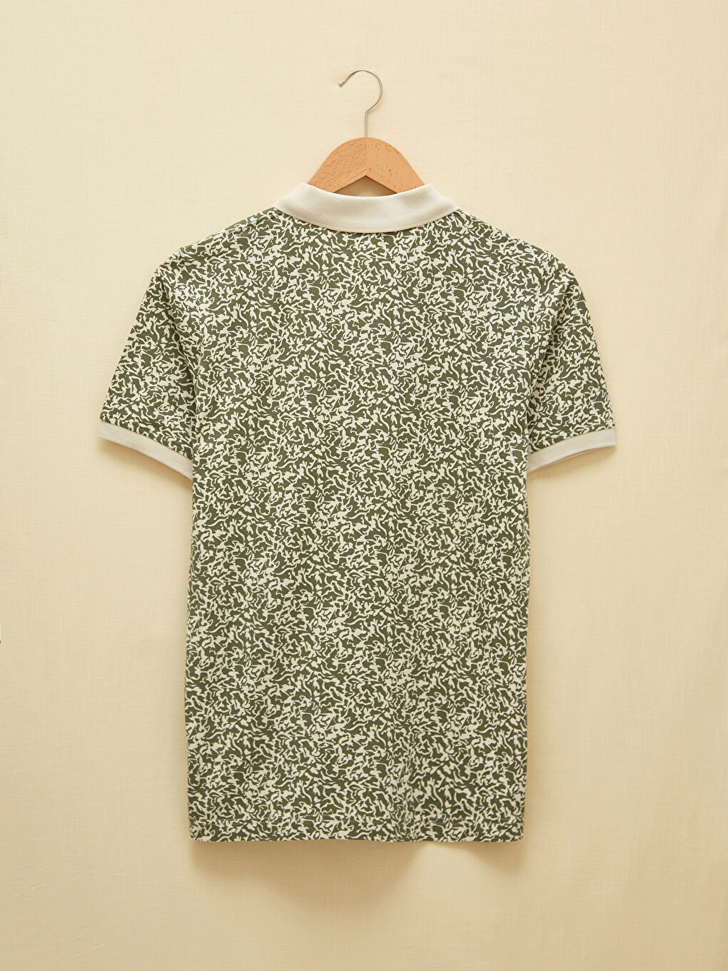 Yeşil Polo Yaka Kısa Kollu Desenli Erkek Tişört-9