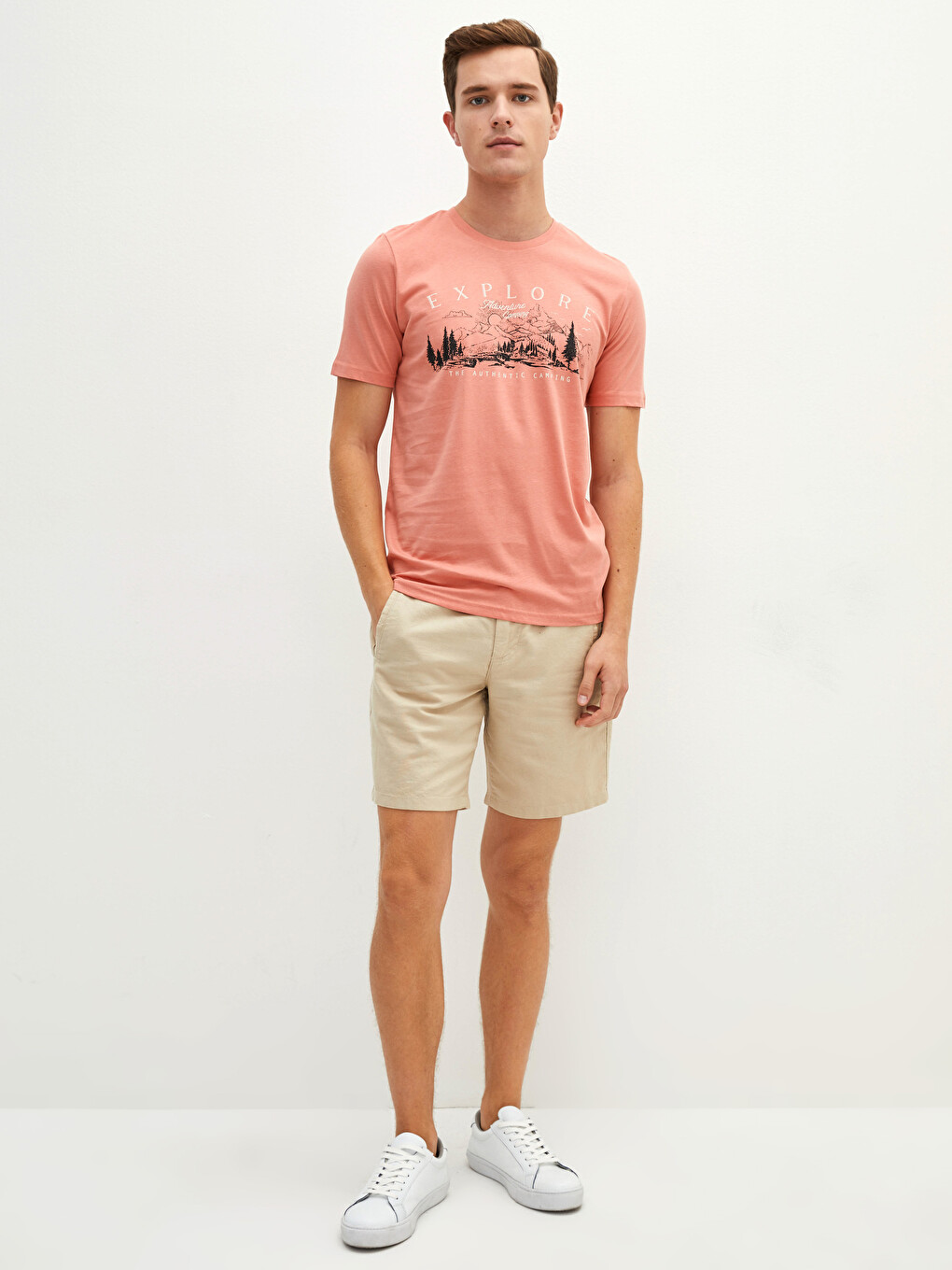Crew Neck Short Sleeve Printed Combed Cotton Men's T-shirt-2