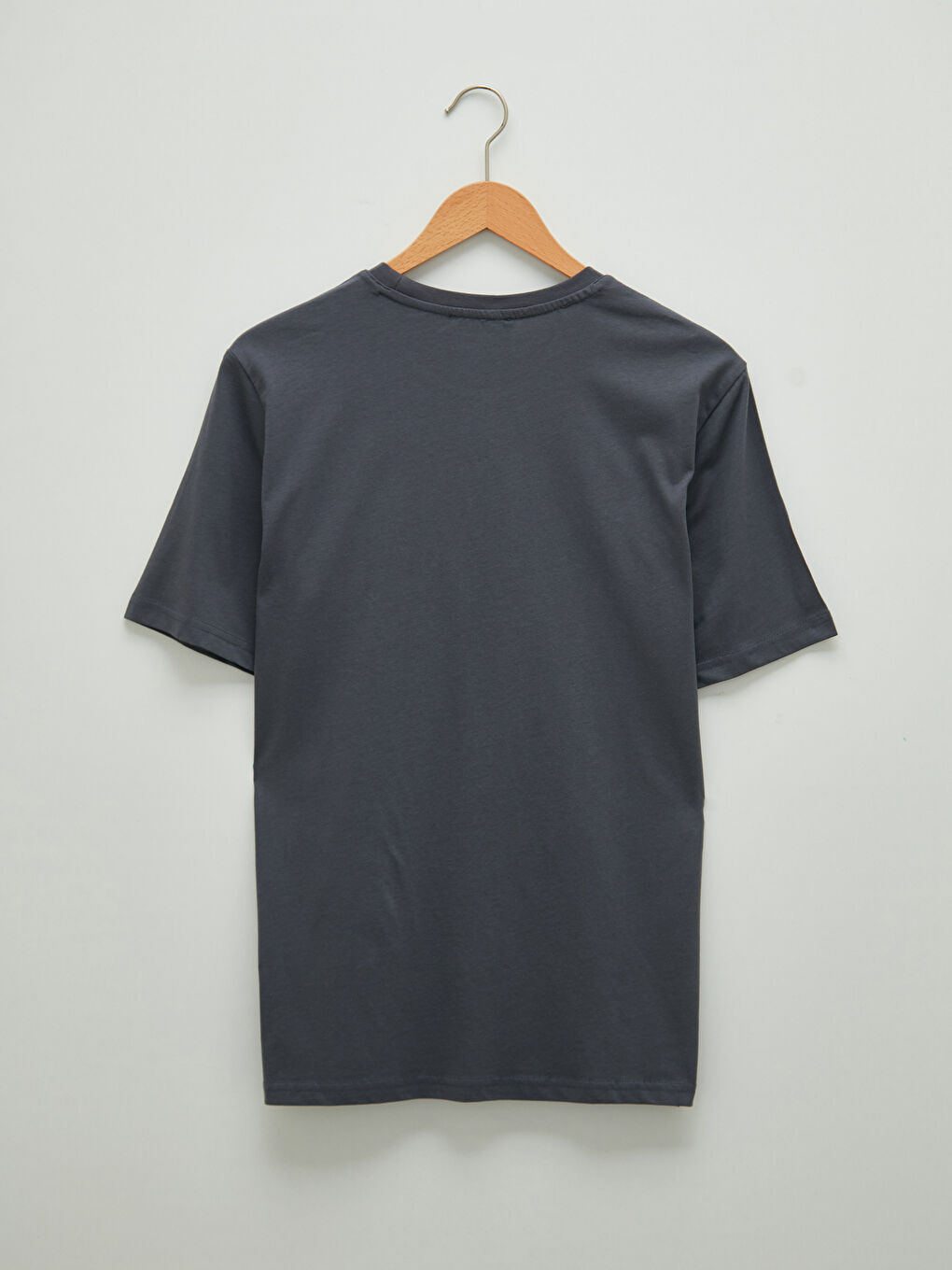 Antrasit Bisiklet Yaka Kısa Kollu Baskılı Penye Erkek Tişört-6