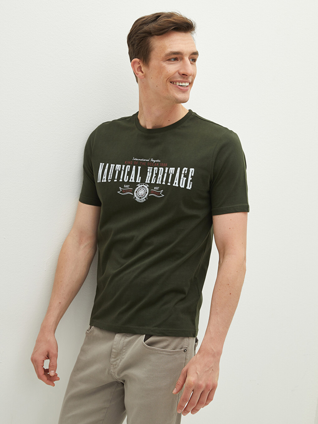 Crew Neck Short Sleeve Printed Combed Cotton Men's T-shirt-1