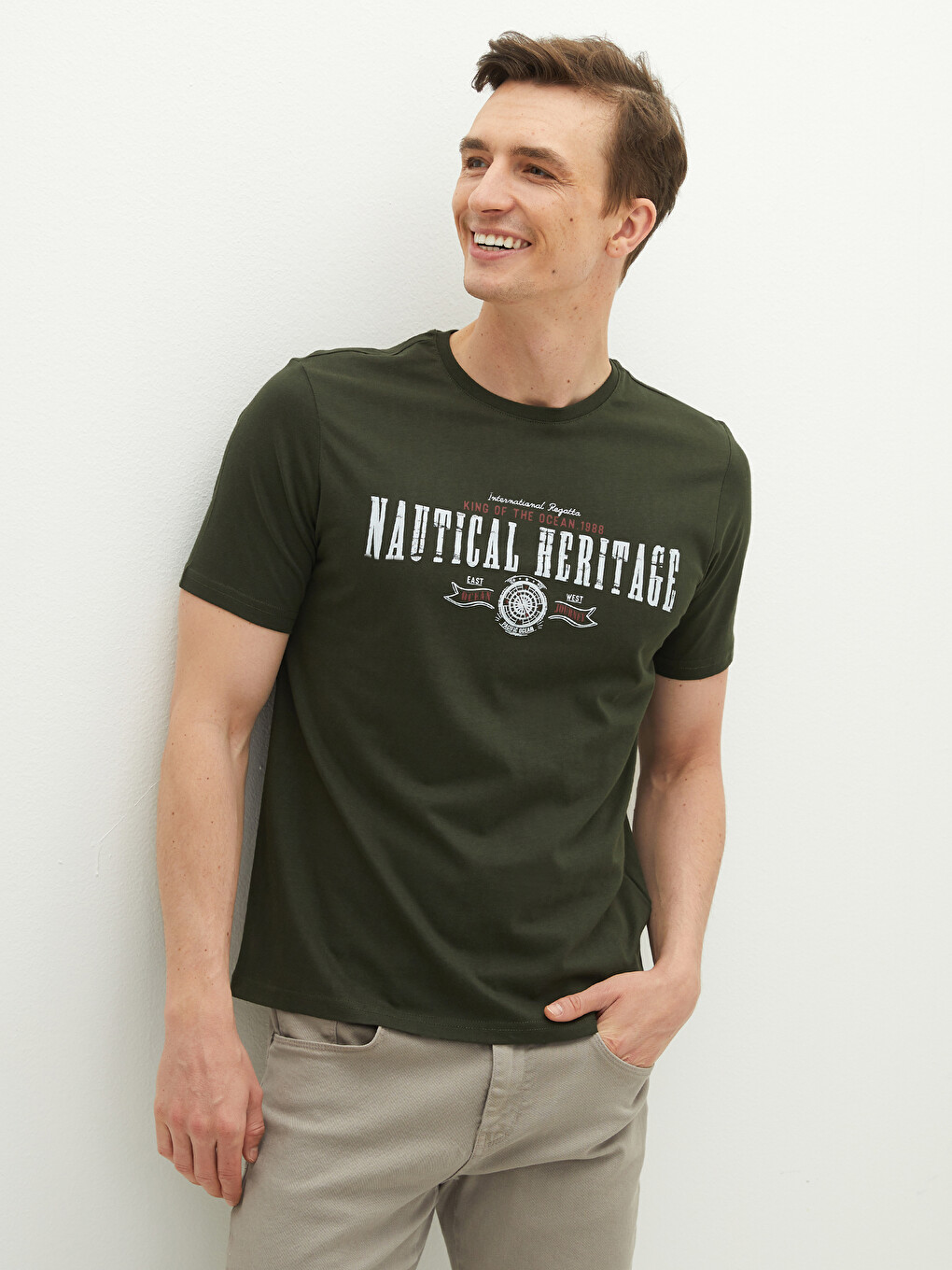 Crew Neck Short Sleeve Printed Combed Cotton Men's T-shirt-2