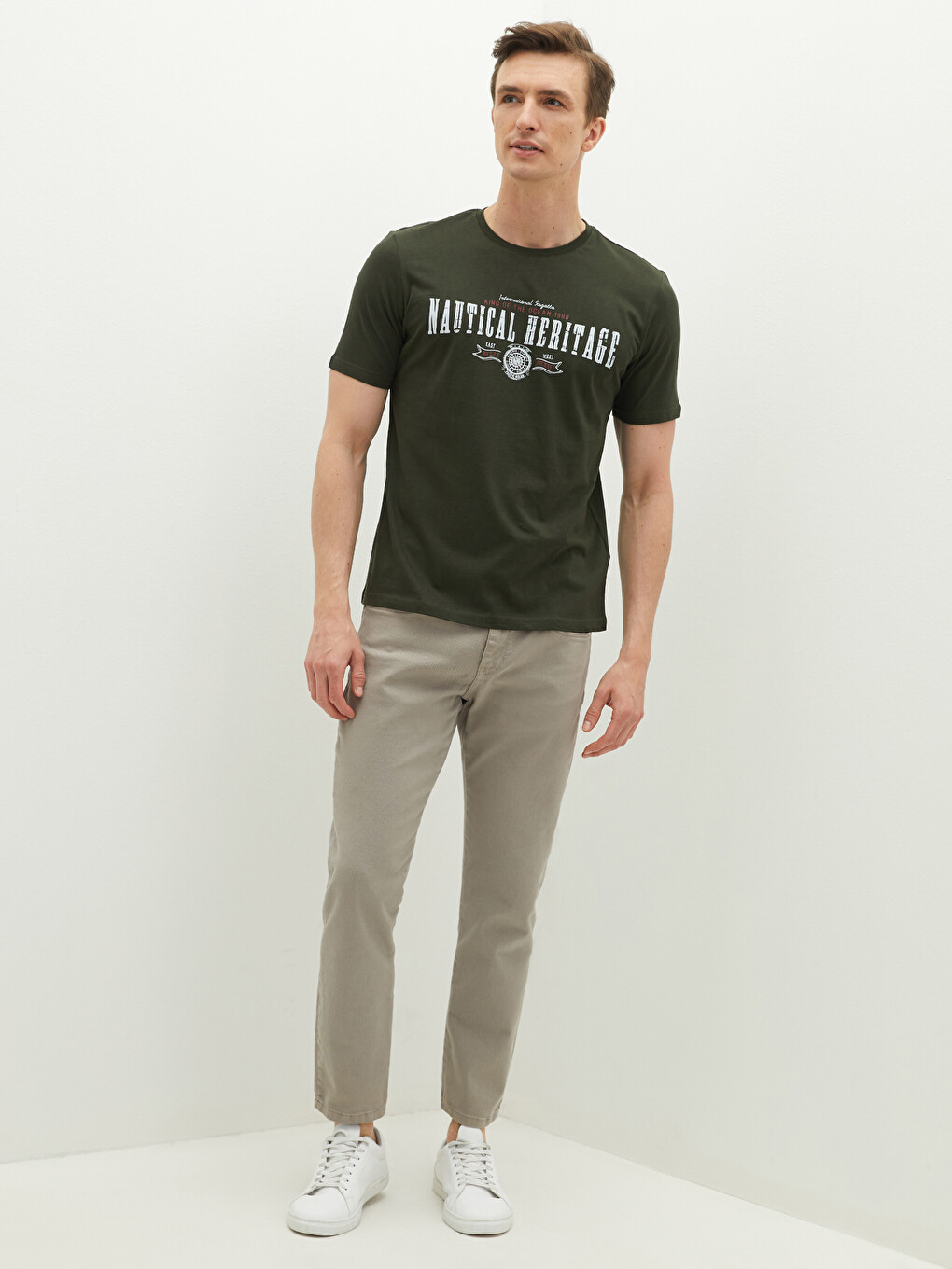 Crew Neck Short Sleeve Printed Combed Cotton Men's T-shirt-3