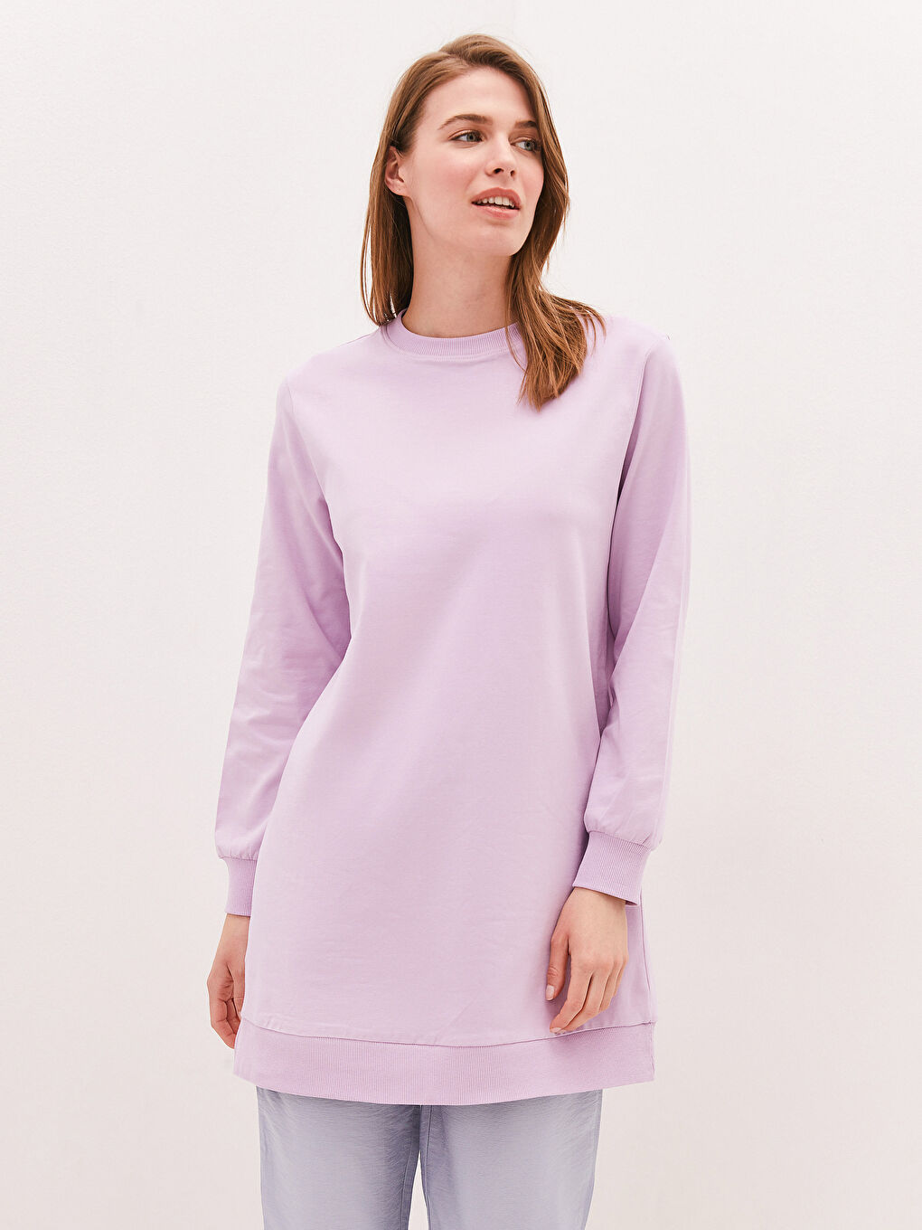 Crew Neck Plain Long Sleeve Women's Tunic