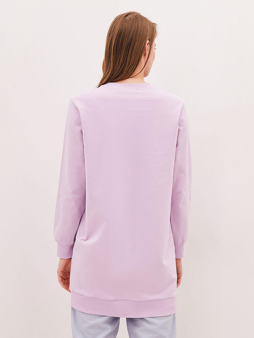 Crew Neck Plain Long Sleeve Women's Tunic-4