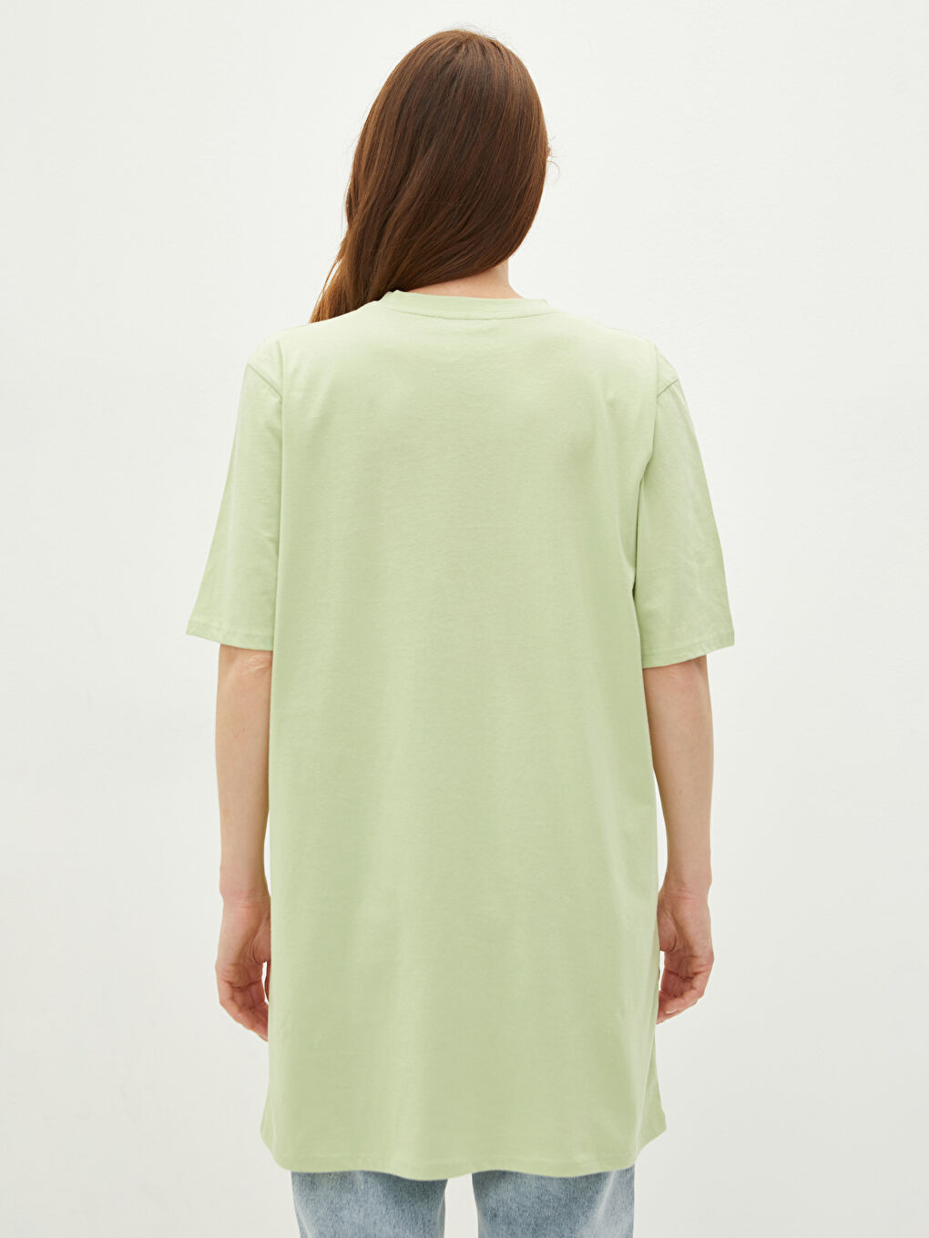 Tunika od pamuka sa okruglim izrezom, ravna, kratki rukav za žene-4