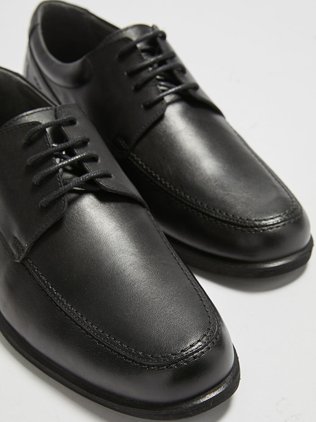 Siyah Hakiki Deri Bağcıklı Erkek Klasik Ayakkabı-4