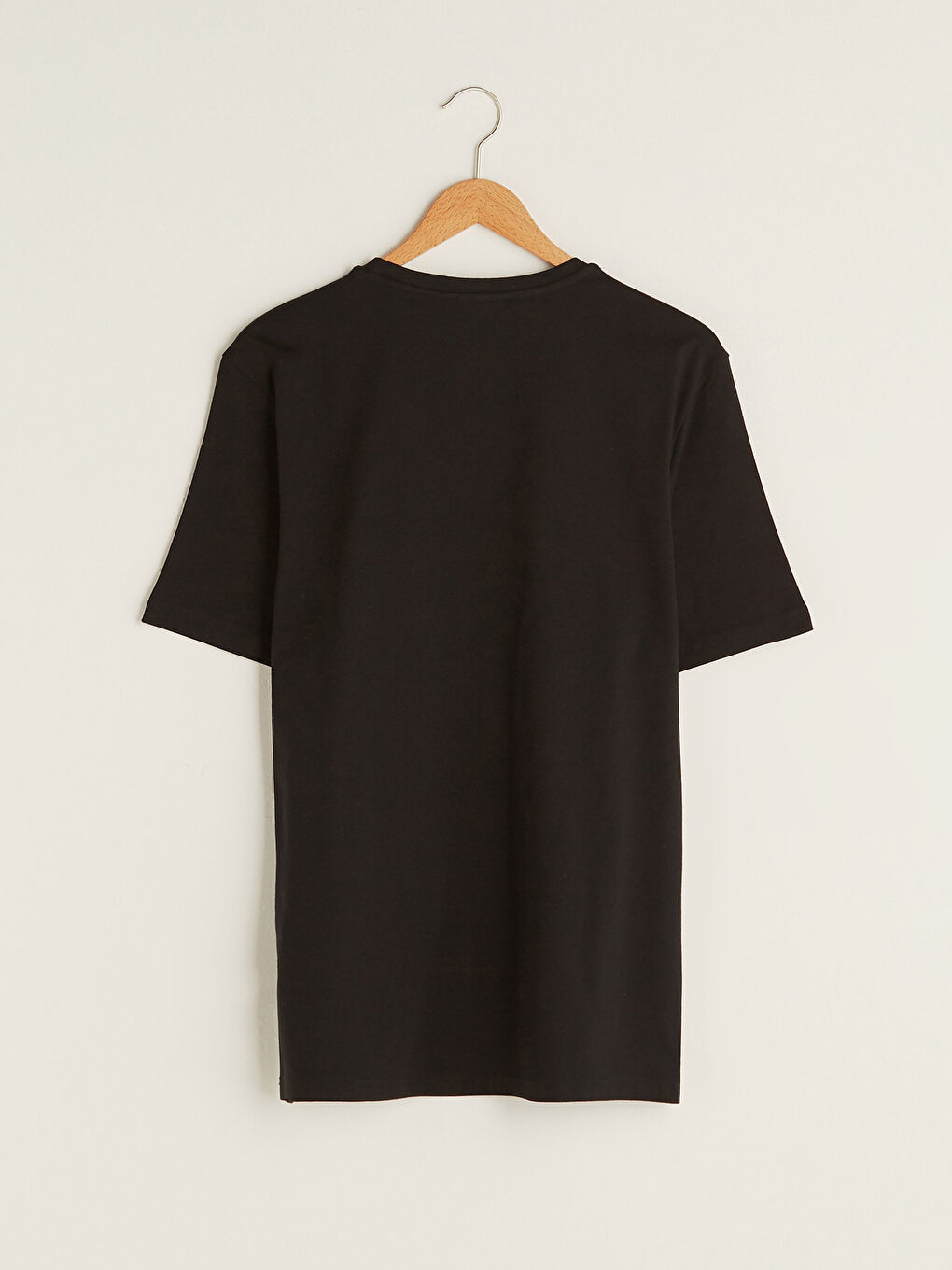 Siyah Bisiklet Yaka Kısa Kollu Baskılı Penye Erkek Tişört-7