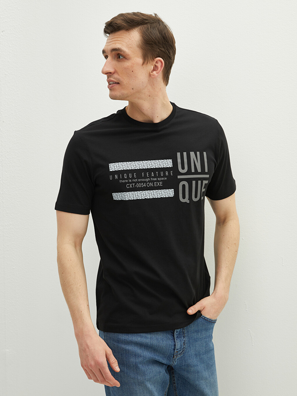 T-shirt Me Jakë Të Rrumbullakët, Me Mëngë Të Shkurtra, Me Stampim, Pambuku I Krehur Për Burra