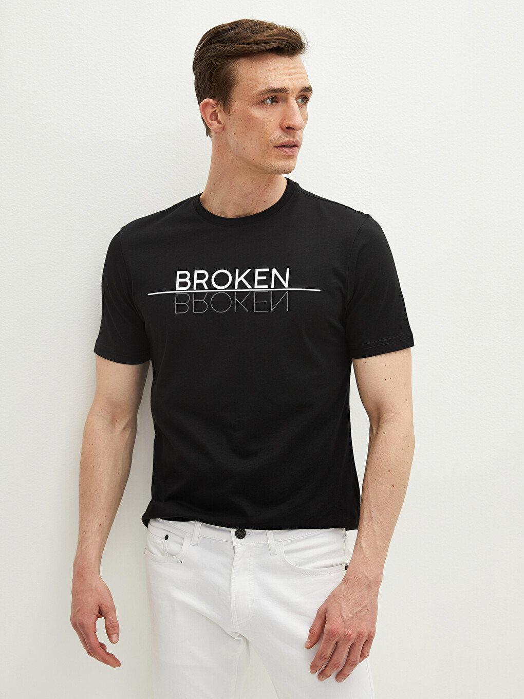 Crew Neck Short Sleeve Printed Combed Cotton Men's T-shirt