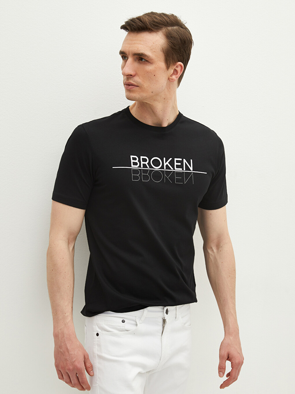 Crew Neck Short Sleeve Printed Combed Cotton Men's T-shirt-3