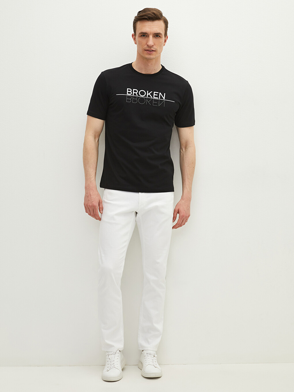 Crew Neck Short Sleeve Printed Combed Cotton Men's T-shirt-4