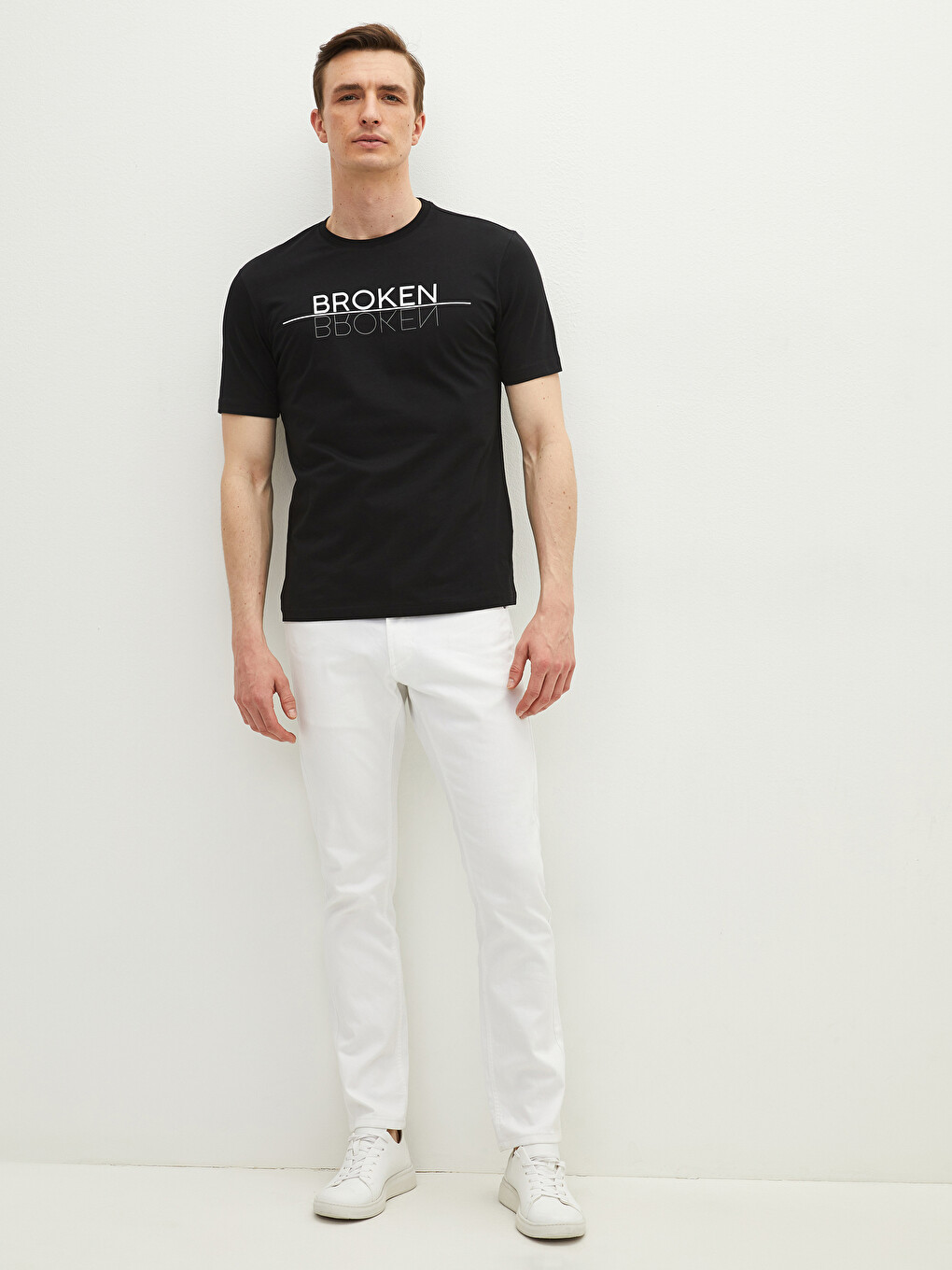 Crew Neck Short Sleeve Printed Combed Cotton Men's T-shirt-5